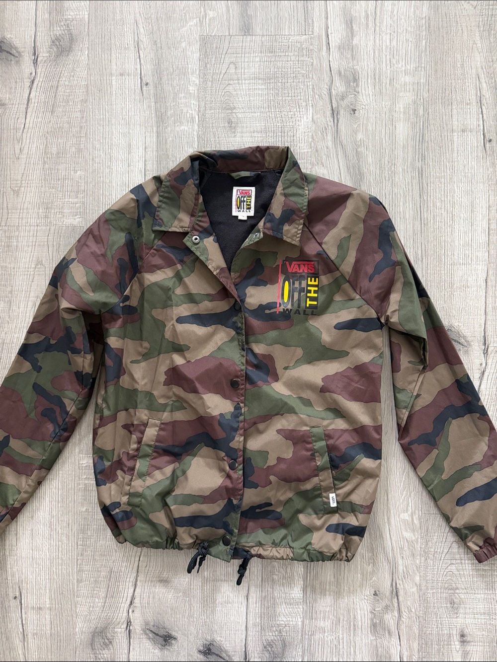 Vans Off The Wall Windbreaker Camo Coach Jacket - Green Brown